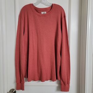 BDG Urban Outfitters Mens Waffle Knit Thermal Crewneck Sweater Long Orange XXL